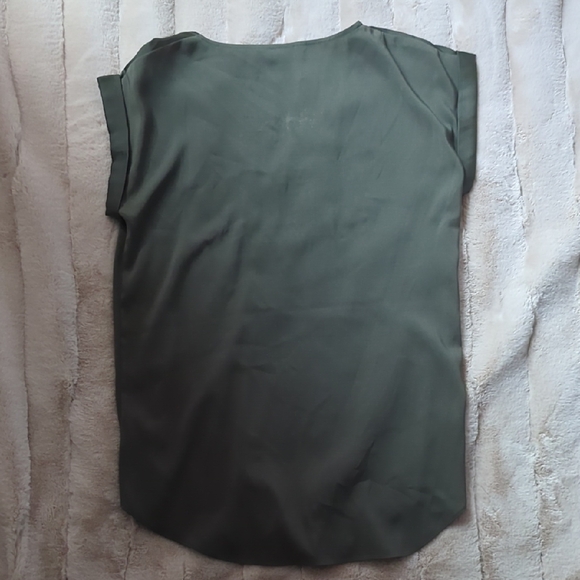 Express Women's Sage Green Blouse with Zipper - Picture 4 of 4
